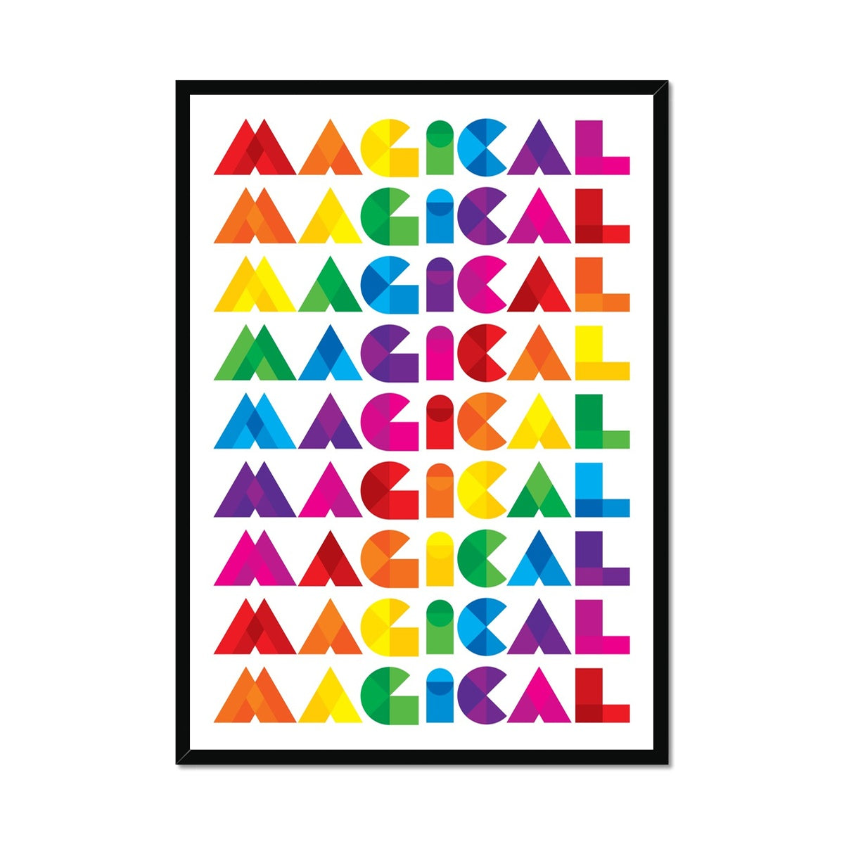 MAGICAL - Geometric Rainbow Typography Print