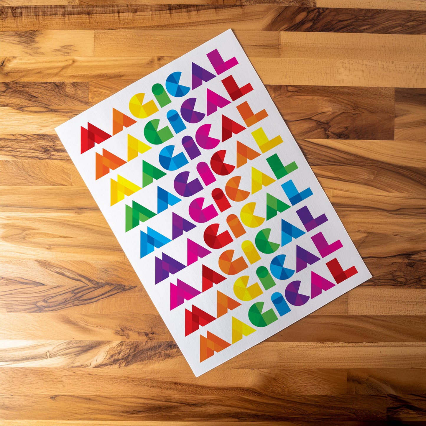 MAGICAL - Geometric Rainbow Typography Print