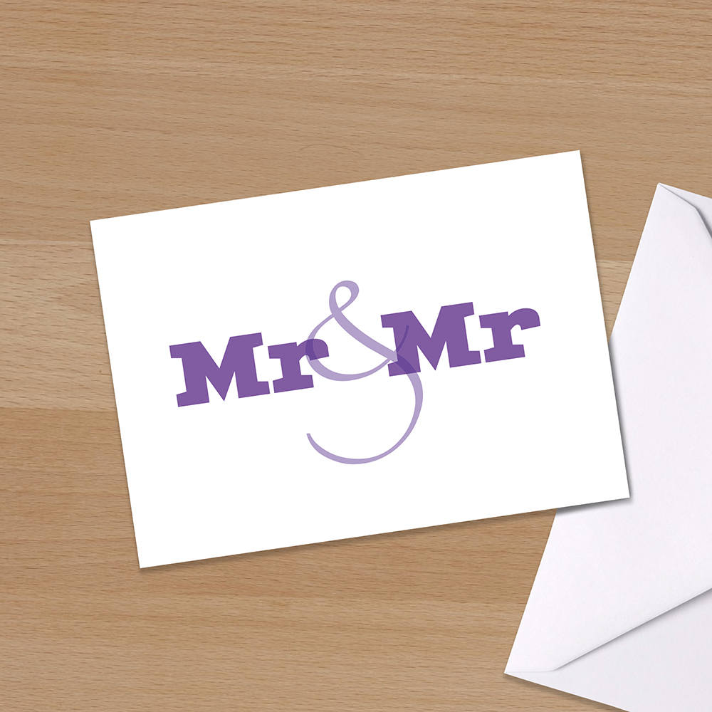 Gay wedding card for Mr and Mr to say Wedding congratulations