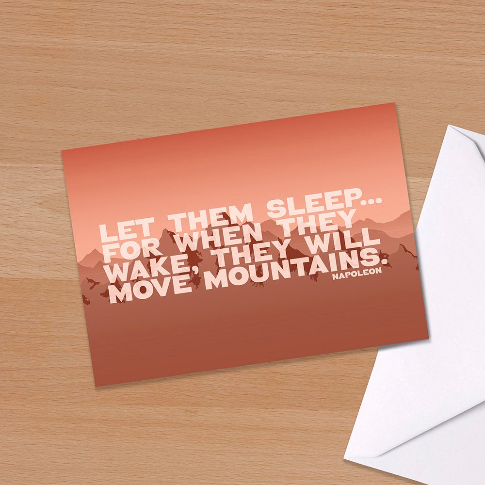 New Baby card - "Let them sleep for when they wake they will move mountains", Congratulations new arrival, new baby, twins, gender neutral,