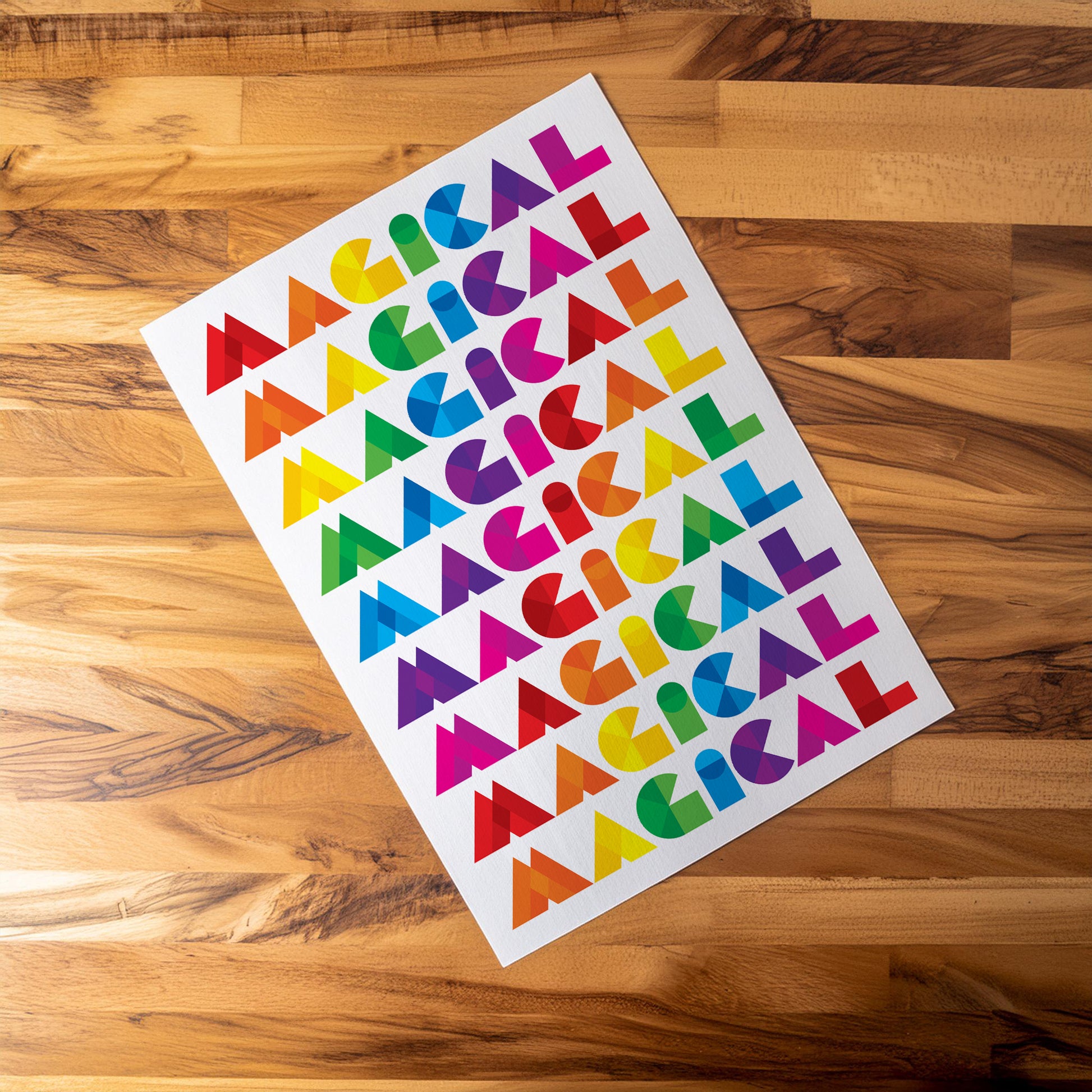 MAGICAL - Geometric Rainbow Typography Print
