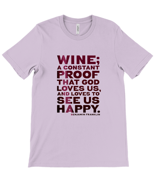 Canvas Unisex Crew Neck T-Shirt - Wine is constant proof that God loves us and likes to see us happy - Benjamin Franklin (RED)