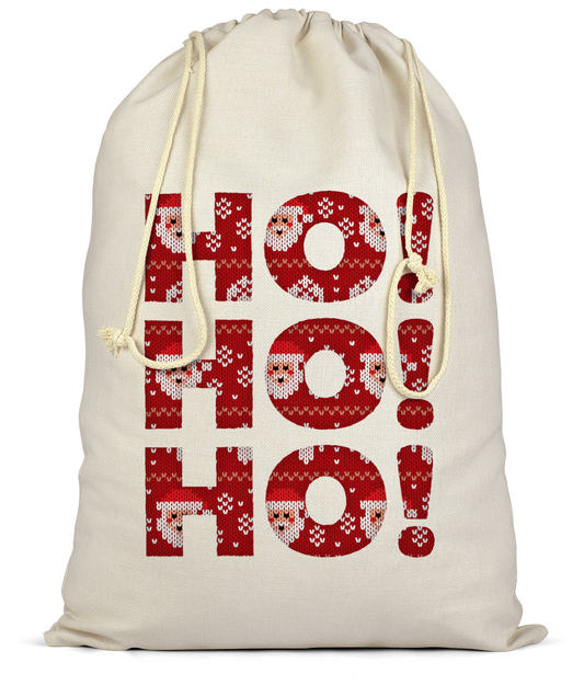 Premium Cotton Christmas Sack - Ho! Ho! Ho! Xmas Knitwear Pattern