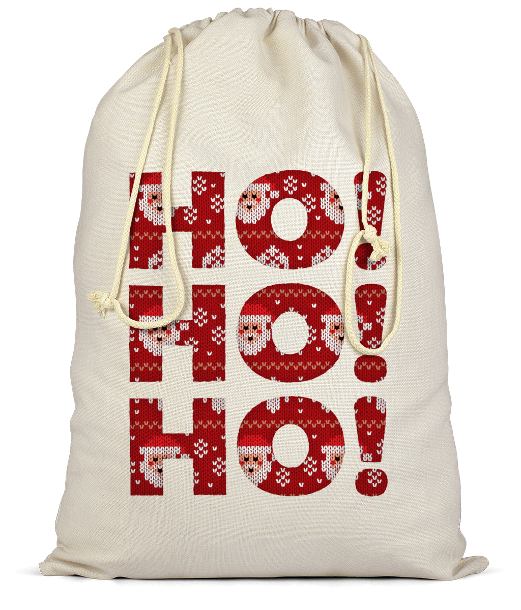 Premium Cotton Christmas Sack - Ho! Ho! Ho! Xmas Knitwear Pattern