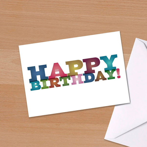 Happy Birthday card, Birthday cake card, Typographical Birthday Card, Happy Birthday card for her, Happy birthday card for friend