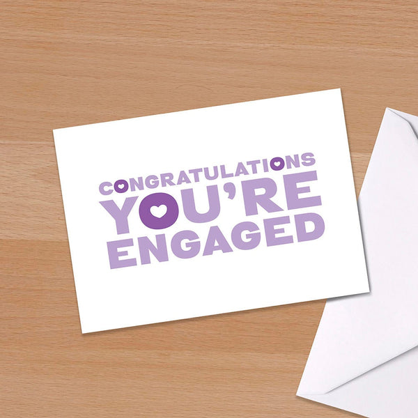 Engagement Card - "Congratulations You're Engaged", Congratulations on your engagement, Typography, Typographic