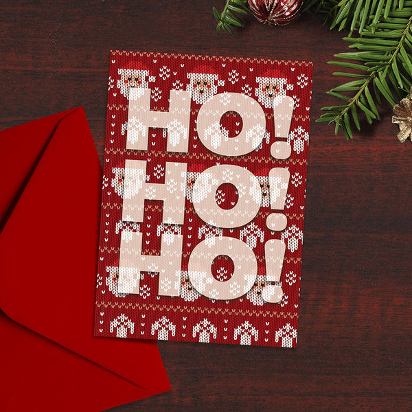 Set of 5 Christmas Cards - Ho! Ho! Ho!, Bob Bob Bobbing Along, Oh Christmas Tree, Let it Snow, Had a Very Shiny Nose,