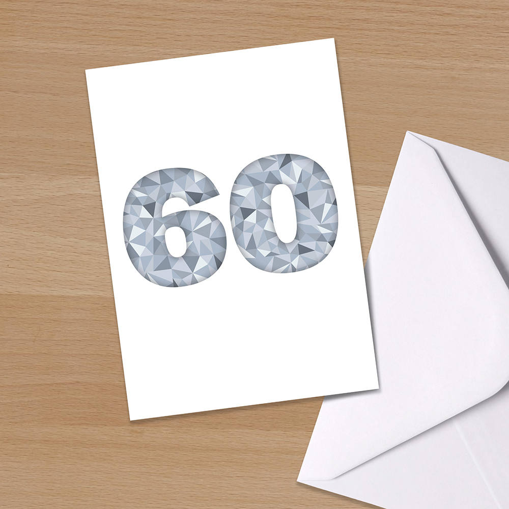 Diamond Wedding Card - "Happy Diamond Wedding Anniversary", 60 years married, 60th wedding anniversary, parents, grandparents, Typography
