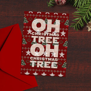 Christmas Card, "Oh Christmas Tree", Xmas Trees, Christmas Jumper, Typographical Christmas cards