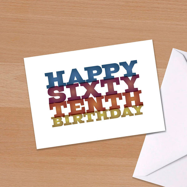 Funny 70th Birthday Card, Big 7-0, Seventieth birthday, Sixty Tenth Birthday, Typographical, Greetings Card, Colourful