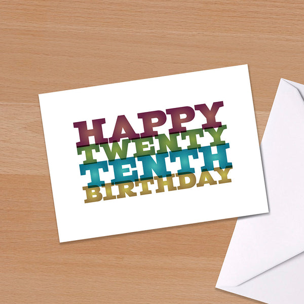 Funny 30th Birthday Card, Big 3-0, Thirtieth birthday, Twenty Tenth, Typographical, Greetings Card, Colourful