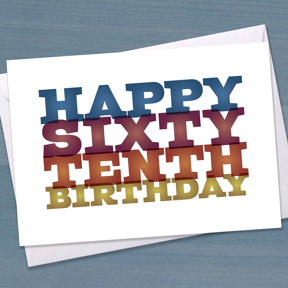 Funny 70th Birthday Card, Big 7-0, Seventieth birthday, Sixty Tenth Birthday, Typographical, Greetings Card, Colourful