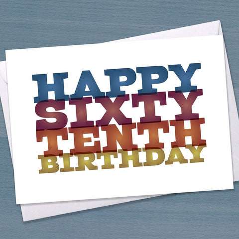 Funny 70th Birthday Card, Big 7-0, Seventieth birthday, Sixty Tenth Birthday, Typographical, Greetings Card, Colourful