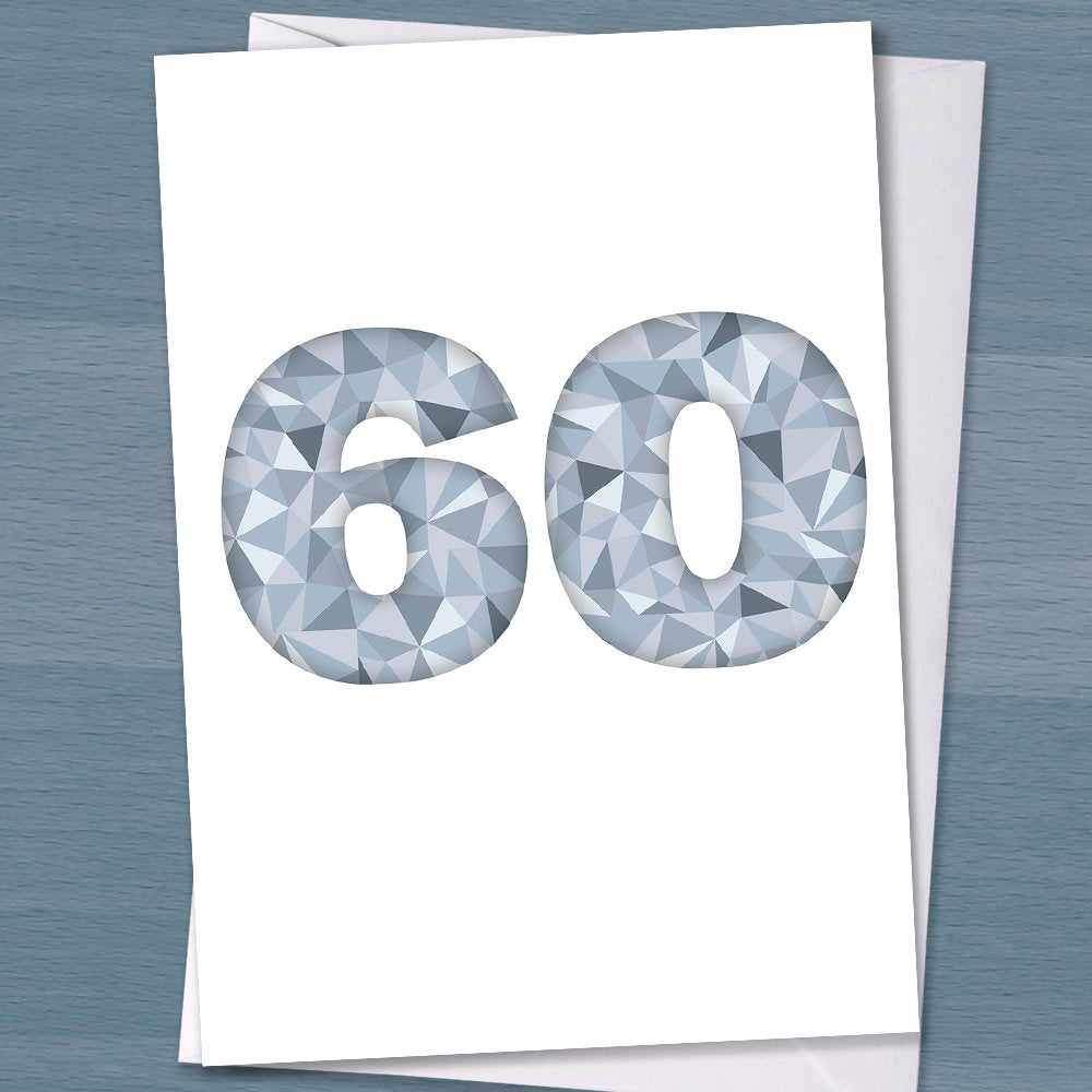 Diamond Wedding Card - "Happy Diamond Wedding Anniversary", 60 years married, 60th wedding anniversary, parents, grandparents, Typography