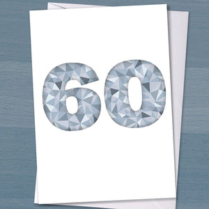 Diamond Wedding Card - "Happy Diamond Wedding Anniversary", 60 years married, 60th wedding anniversary, parents, grandparents, Typography