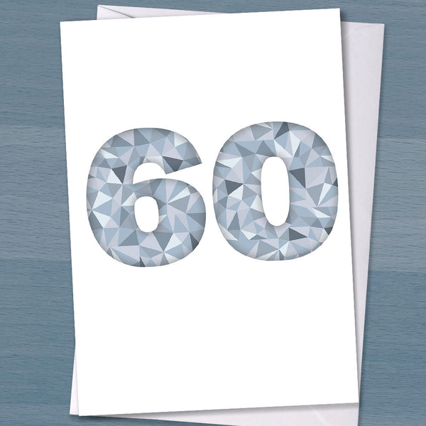 Diamond Wedding Card - "Happy Diamond Wedding Anniversary", 60 years married, 60th wedding anniversary, parents, grandparents, Typography