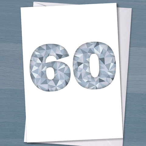 Diamond Wedding Card - "Happy Diamond Wedding Anniversary", 60 years married, 60th wedding anniversary, parents, grandparents, Typography