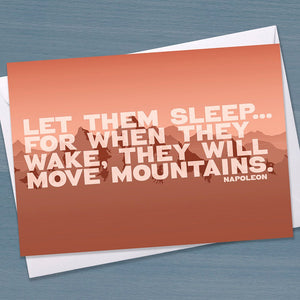 New Baby card - "Let them sleep for when they wake they will move mountains", Congratulations new arrival, new baby, twins, gender neutral,