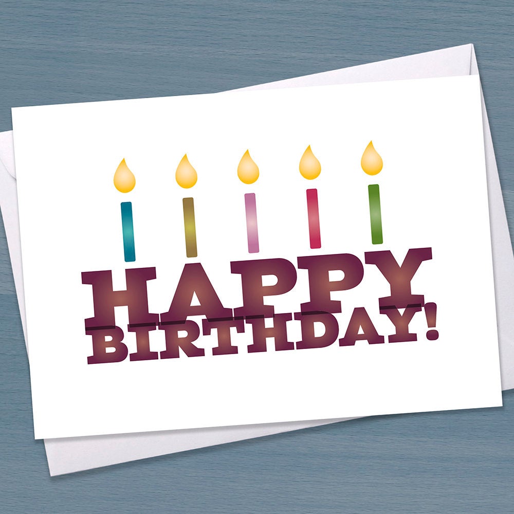 A great Happy Birthday card with cake! Typographical Birthday Card, Greetings Card for Mum, Card for Dad, Card for Friend, Card for wife