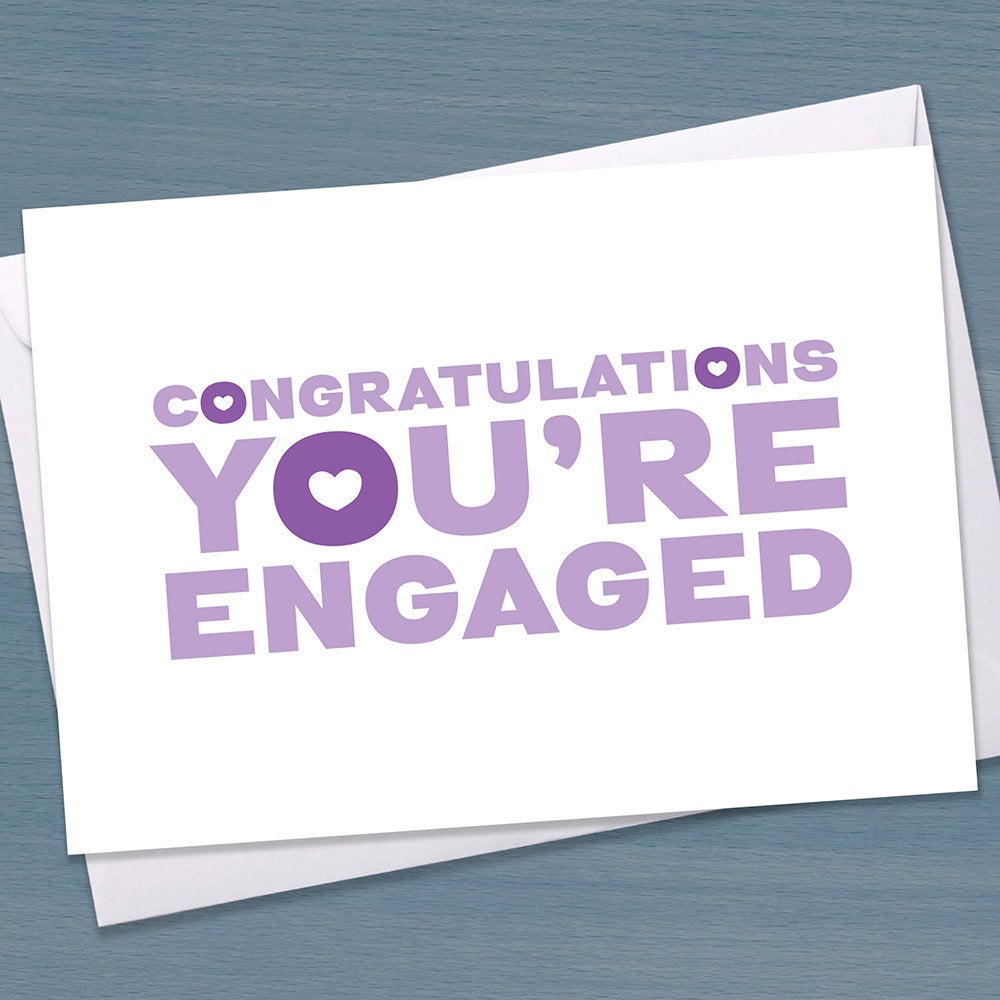 Engagement Card - "Congratulations You're Engaged", Congratulations on your engagement, Typography, Typographic