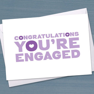 Engagement Card - "Congratulations You're Engaged", Congratulations on your engagement, Typography, Typographic