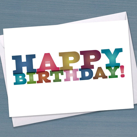 Happy Birthday card, Birthday cake card, Typographical Birthday Card, Happy Birthday card for her, Happy birthday card for friend