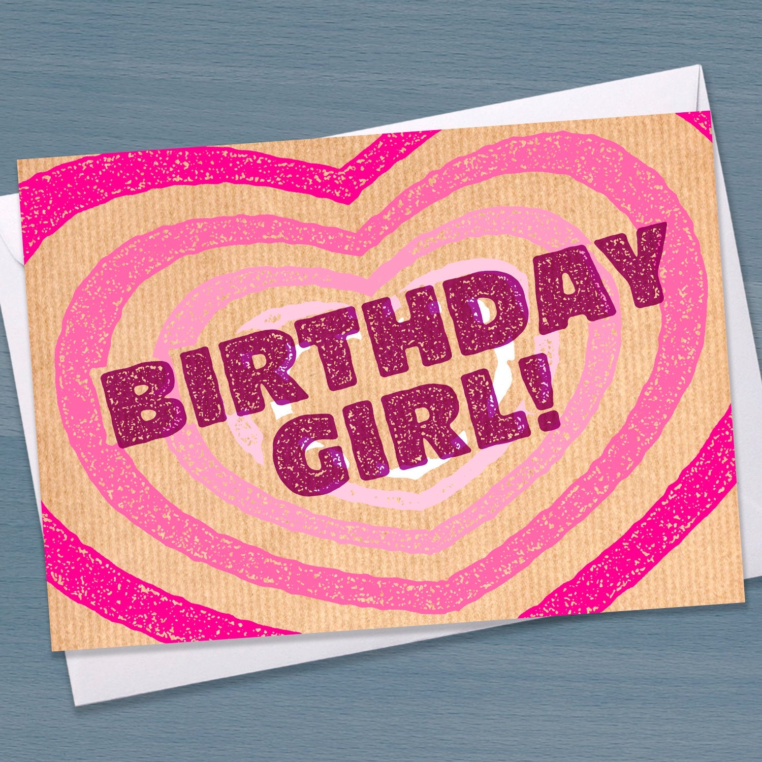 Happy Birthday card "Birthday Girl", Typographical Birthday Card, stamp design, card for friend,